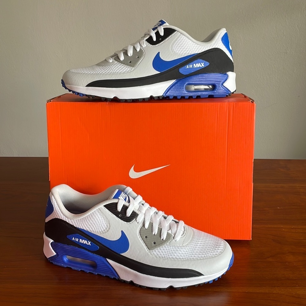 Men’s Nike Air Max Golf White Blue Sneakers Comfort DX5999-141 Size 10.5 - Picture 1 of 6
